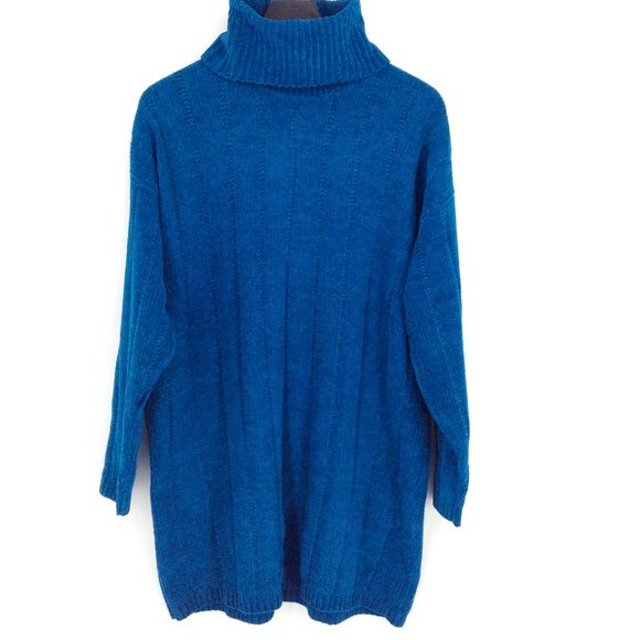 VTG AMANDA SMITH Turquoise Chenille Turtleneck - Picture 1 of 8
